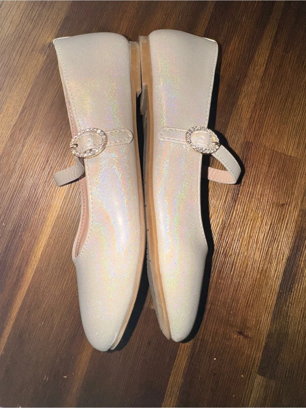 Sugar Girls Size 1 Iridescent Shimmer Mary Jane Dress Shoes Rhinestone